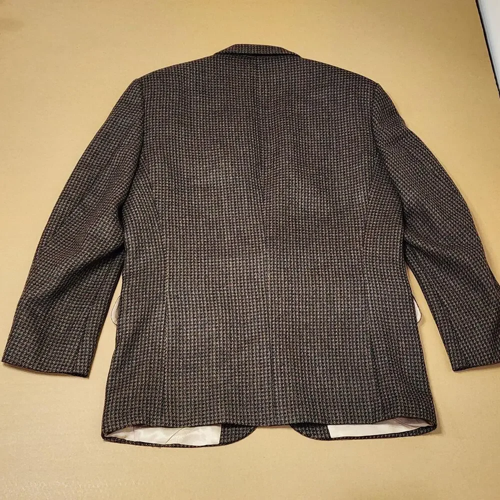 Oscar De La Renta Sport Coat Mens 40 Brown Wool Tweed Two Button Blazer